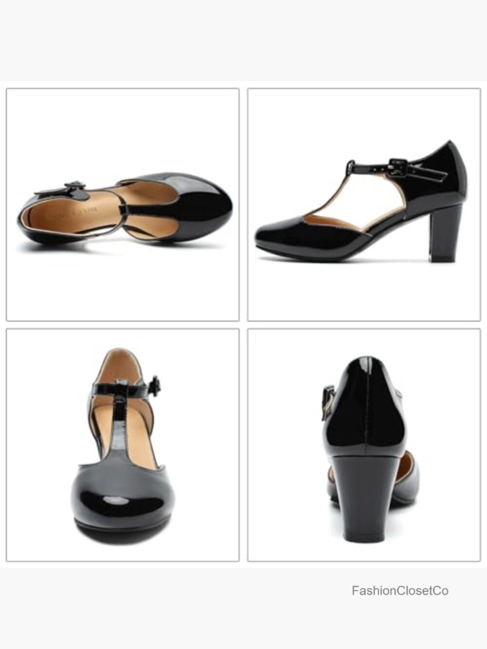 Vintage Mary Jane Heels Chunky Block Heel Pumps T-Strap Wedding Party Work Shoes - Picture 6 of 7